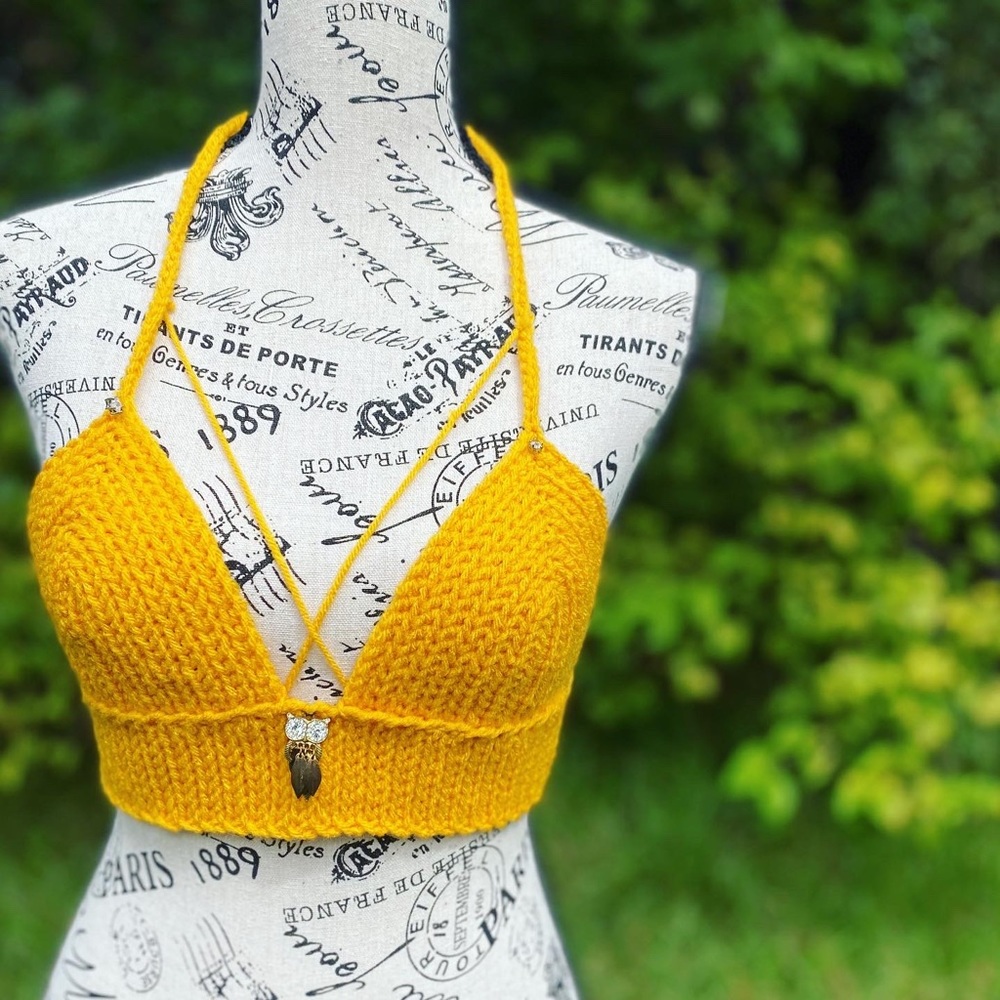 Yellow Crochet Hippie Bralette